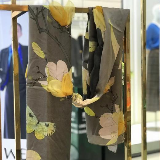 优品堂【5135奢靡花颜】重磅桑蚕丝手绣长巾 商品图0