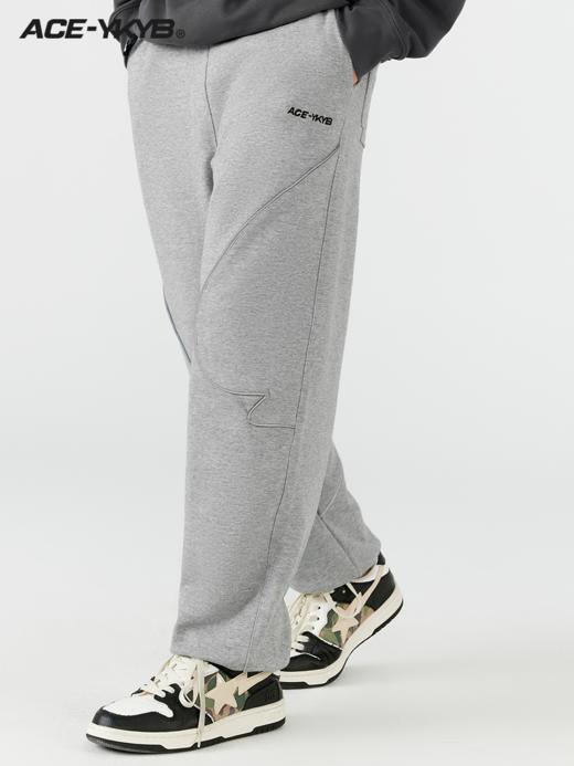 YKYB反光黑桃针织裤男女同款纯棉刺绣设计束脚灰色休闲运动裤潮 商品图2