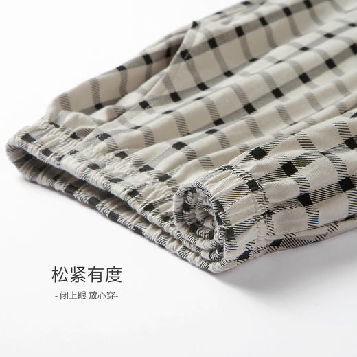 【纯棉舒适】夏季可外穿圆领男士短袖格子短裤睡衣男士家居服套装  清浅时光 商品图6