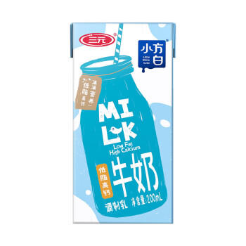 三元（SAN YUAN）小方白低脂高钙牛奶整箱200ml*24盒 健身伴侣 商品图0