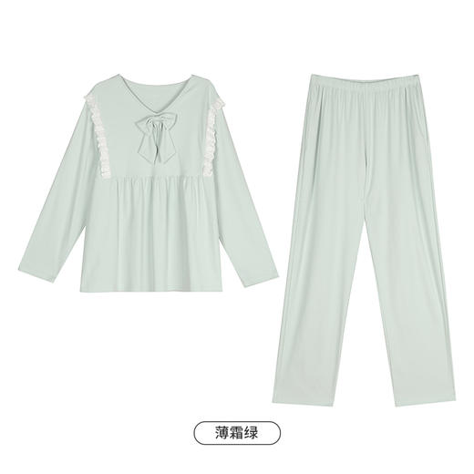 都市丽人40支TC65/35双面女士棉质薄款长袖长裤类家居服套装LH32H9 商品图8