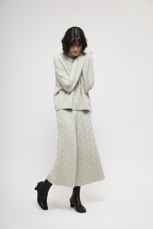 BYARN LOGO提花羊绒阔腿裤 商品图1