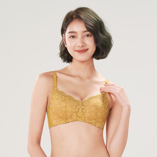 都市丽人自然舒适B杯适穿蕾丝内衣薄款3/4杯常规文胸无钢圈三排扣LB35M1 商品图1