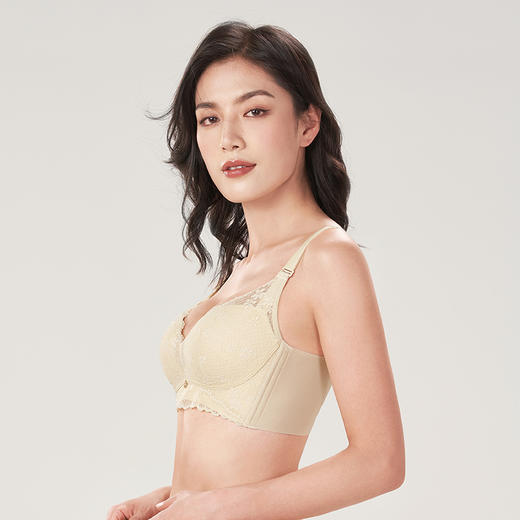 都市丽人聚拢升杯B杯适穿舒适更聚拢蕾丝内衣中厚款3/4杯常规文胸树脂胶圈四排扣新年本命年红品YB31A5 商品图2