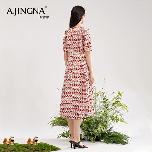 【踏青甄选价】阿菁娜浪漫红色抽象印花连衣裙A28X112051 商品图3