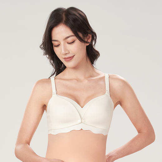 都市丽人快乐妈咪C杯适穿内衣舒适包容便捷哺乳泳布薄款3/4杯孕哺文胸内衣无钢圈三排扣LB32R1 商品图1