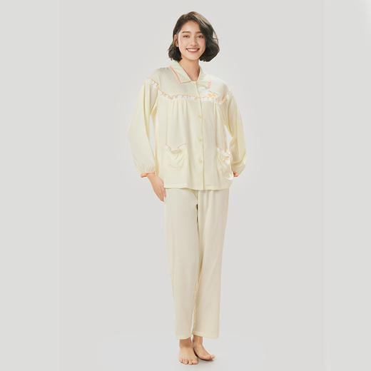 都市丽人好睡好眠女士睡衣软绵绵1.0梭织棉薄款长袖长裤类家居服套装LH31J8 商品图0