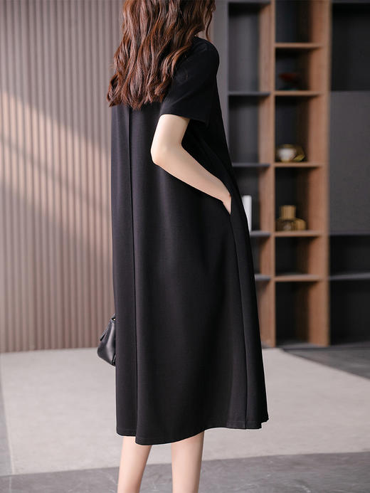 T恤短袖连衣裙女宽松显瘦2023夏季新款韩版休闲印花长裙子 商品图4