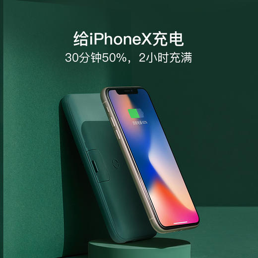 网易严选 智造 10000毫安时无线 18W PD/QC移动电源充电宝 带手机支架 双向快充 轻薄便携华为小米苹果 绿 商品图4