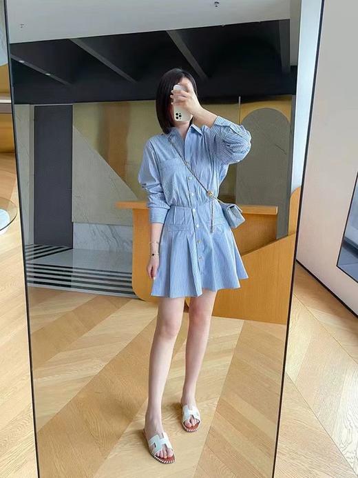 MA~J今年热门的法式条纹衬衫连衣裙 商品图0