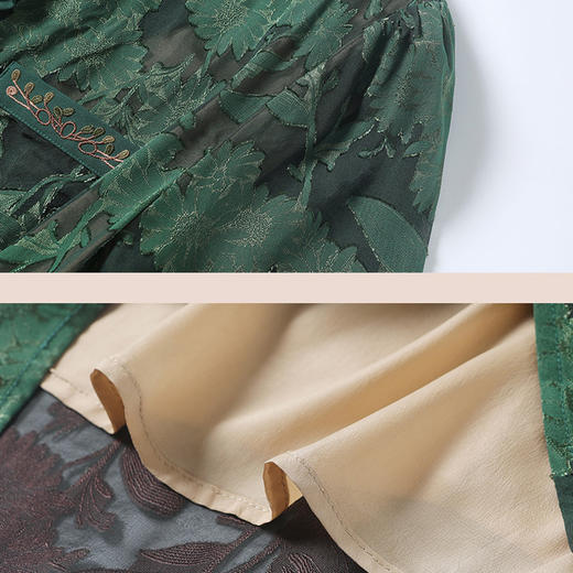 XT 88007-1莨纱浮雕式剪花连衣裙褶皱领精致衬肤色 商品图2