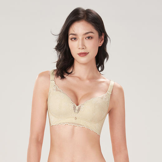 都市丽人聚拢升杯B杯适穿舒适更聚拢蕾丝内衣中厚款3/4杯常规文胸树脂胶圈四排扣新年本命年红品YB31A5 商品图1