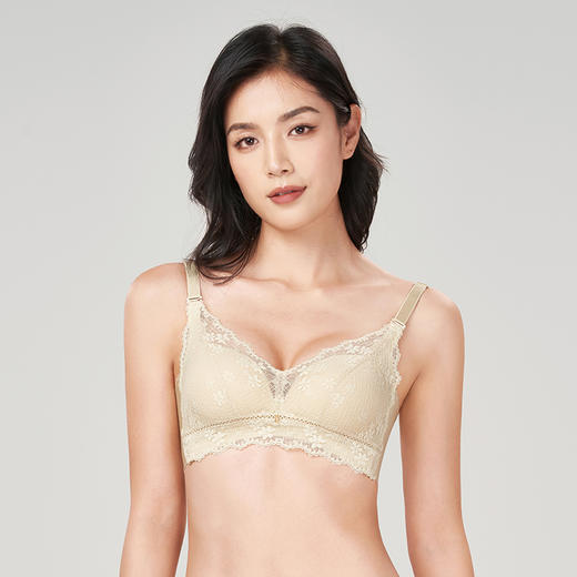 都市丽人聚拢升杯A杯适穿舒适更聚拢蕾丝内衣加加厚款3/4杯常规文胸无钢圈三排扣新年本命年红品YB35A1 商品图1
