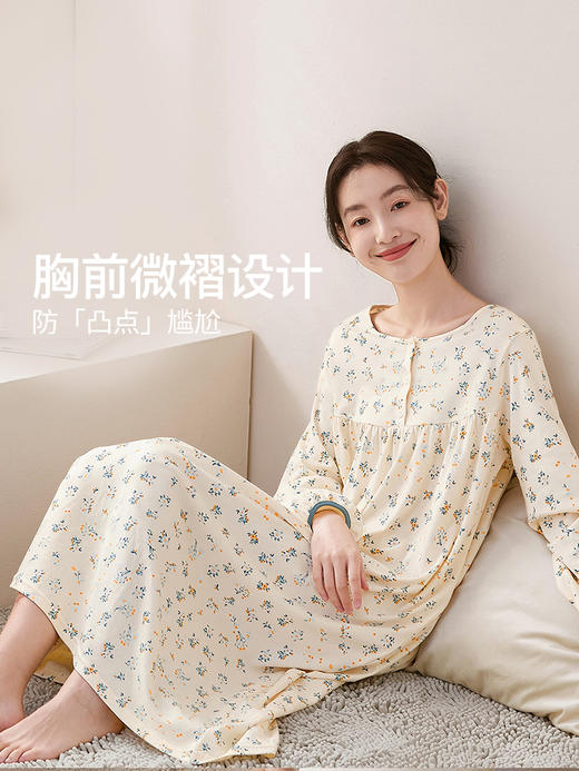 康妮雅睡衣女女式长袖睡裙 商品图2