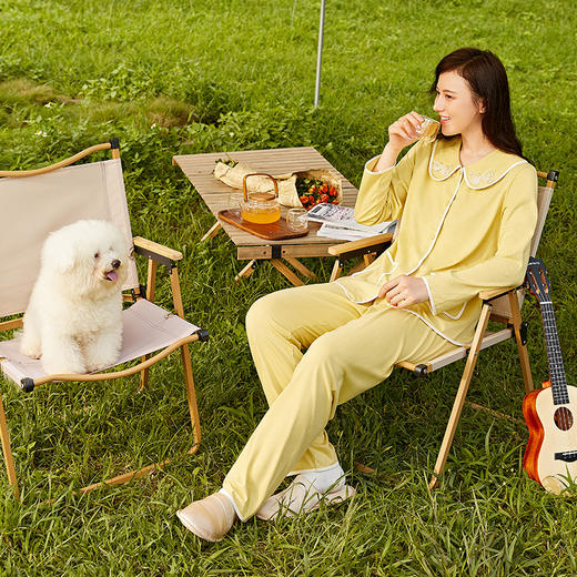 都市丽人单面无尘棉女士棉质薄款长袖长裤类家居服套装LH31G6 商品图2