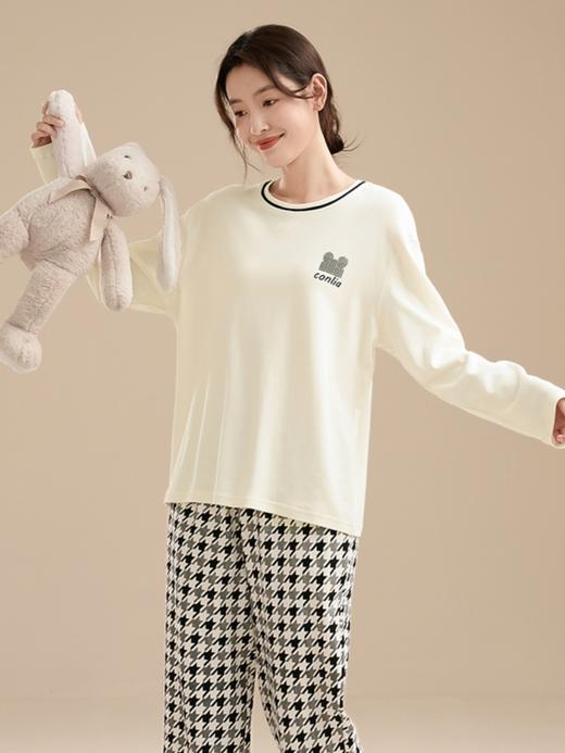 康妮雅睡衣女式长袖长裤套头套装 商品图1