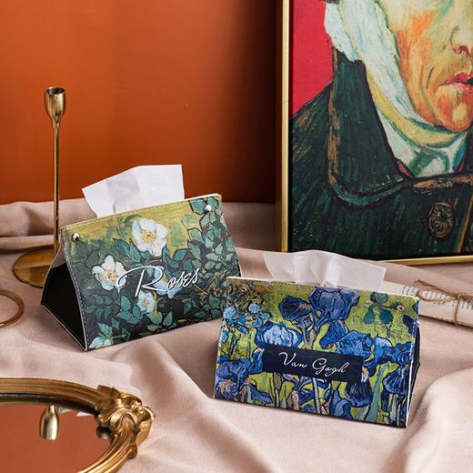 油画皮革纸巾盒轻奢创意家用客厅桌面茶几装饰抽纸盒餐巾纸收纳盒 商品图2