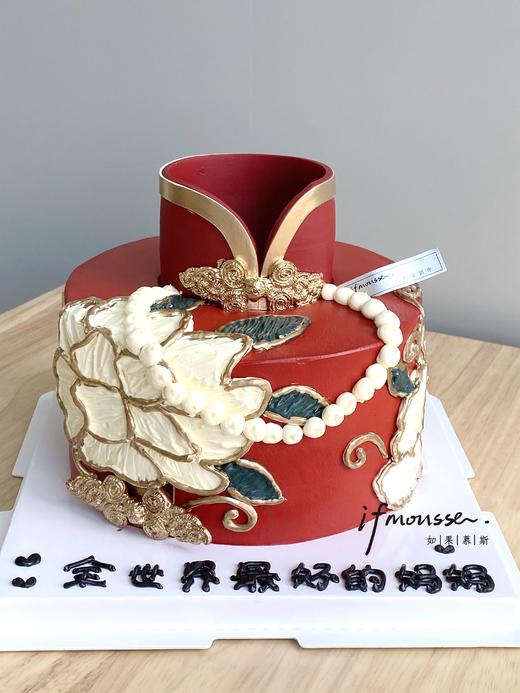 「女士」红色旗袍   牡丹花蛋糕 商品图0