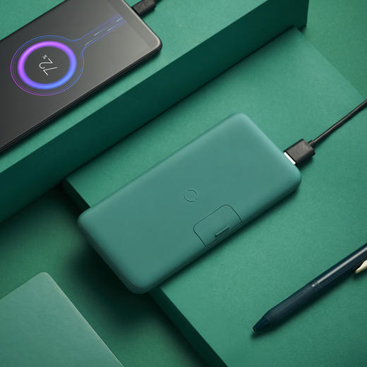网易严选 智造 10000毫安时无线 18W PD/QC移动电源充电宝 带手机支架 双向快充 轻薄便携华为小米苹果 绿 商品图5