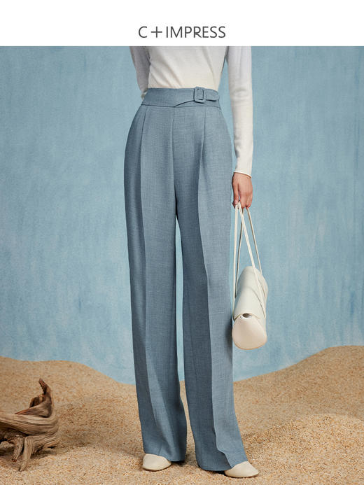 西嘉C+IMPRESS/西嘉秋季醋酸西装女外套翻领腰带直筒裤两件套装WT2303084 商品图3