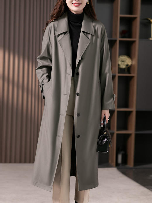 YX【现货7天】高级感中长款风衣女2023春季新款韩版时尚宽松收腰长款外套 商品图5