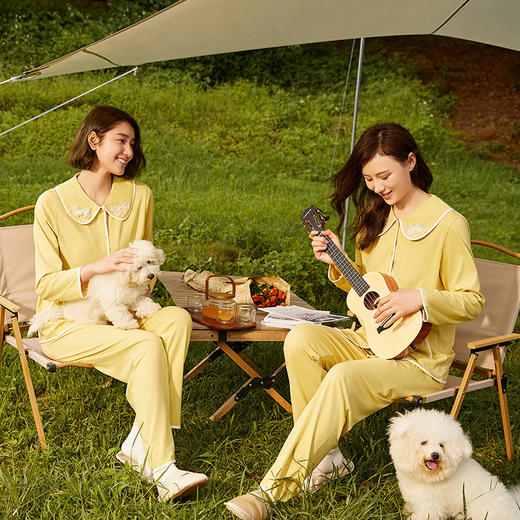 都市丽人单面无尘棉女士棉质薄款长袖长裤类家居服套装LH31G6 商品图4