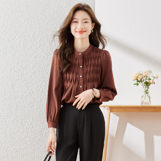 新款长袖衬衫百搭小众显瘦洋气衬衣时尚简约宽松春秋休闲 商品图0