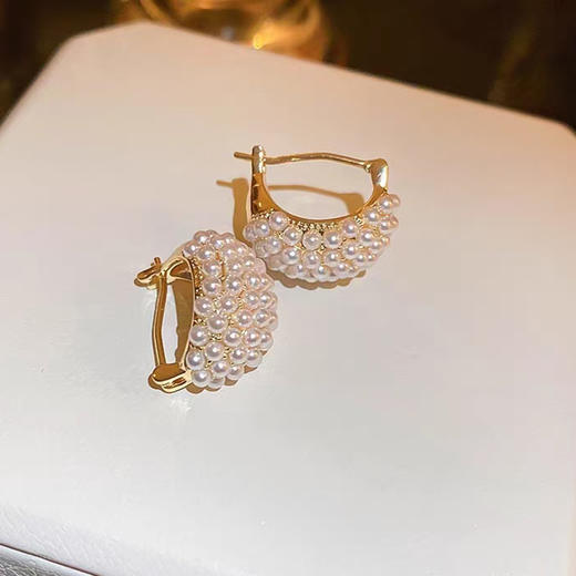 JU-C0032韩国新款珍珠耳扣耳环感气质小香风洋气个性耳钉女百搭耳饰潮 商品图3