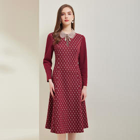 NG818斯尔丽瑟俪2023秋季新款娃娃领减龄高腰节衣裙