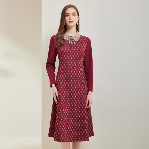 NG818斯尔丽瑟俪2023秋季新款娃娃领减龄高腰节衣裙 商品图0