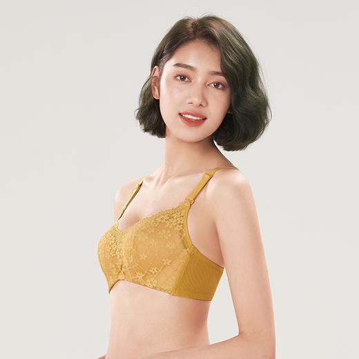 都市丽人自然舒适B杯适穿蕾丝内衣薄款3/4杯常规文胸无钢圈三排扣LB35M1 商品图2