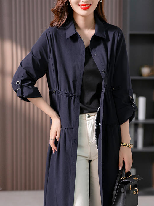 YX【定制25天】设计感收腰风衣外套女中长款2023秋季新款韩版高腰显瘦大衣 商品图2