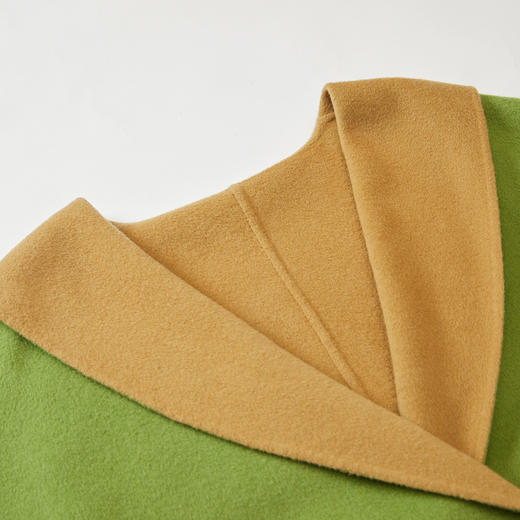 谜底翻领宽松大衣外套女2023秋季新款学院风撞色羊毛呢233MD0954 商品图3