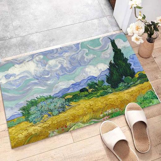 硅藻泥防滑吸水复古梵高油画入户地垫门垫卫生间浴室家用装饰脚垫 商品图3