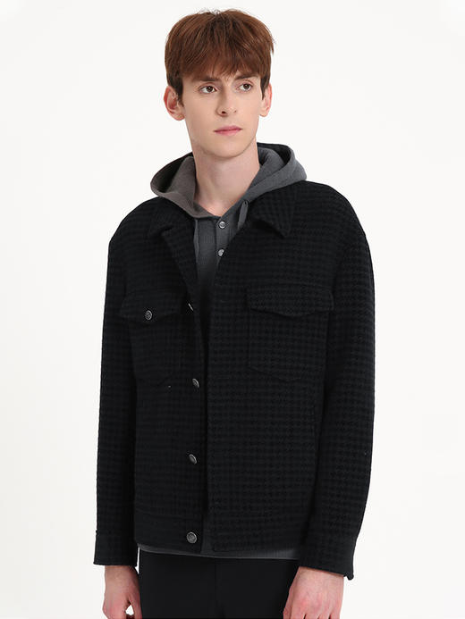 callisto绿色千鸟格羊毛混纺夹克 FSFEJ002C BR/GR 商品图0