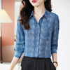 TC 90015牛仔印花真丝衬衫复古风显瘦基础通勤桑蚕丝衬衣 商品缩略图0