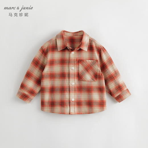 马克珍妮秋装新款 男童学院风纯棉格纹衬衫 儿童衬衣231839 商品图3