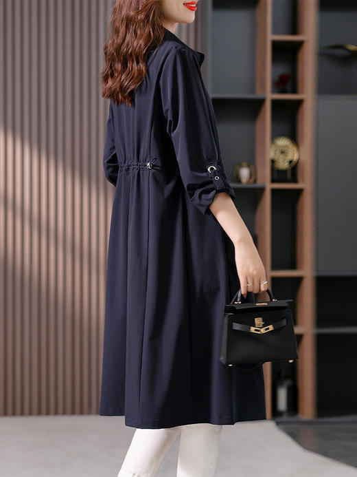 YX【定制25天】设计感收腰风衣外套女中长款2023秋季新款韩版高腰显瘦大衣 商品图0