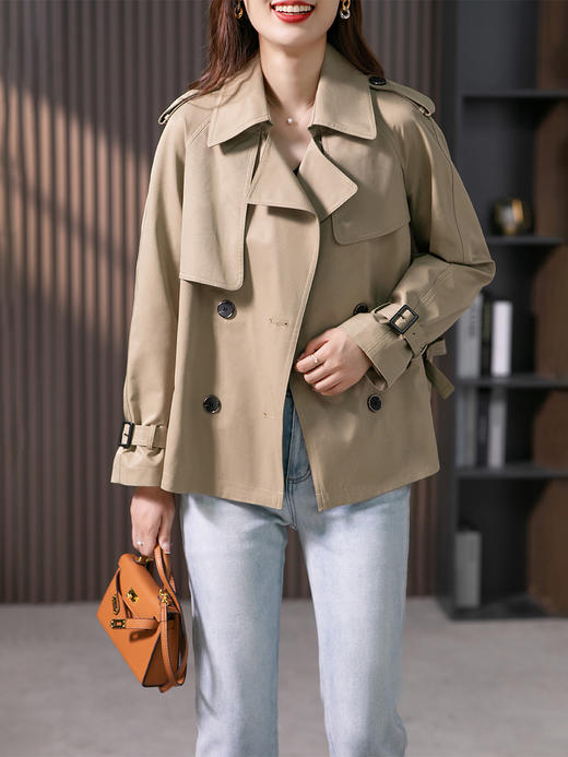 YX【定制15天】设计感短款风衣外套女2023秋季新款韩版高级感气质宽松上衣 商品图0