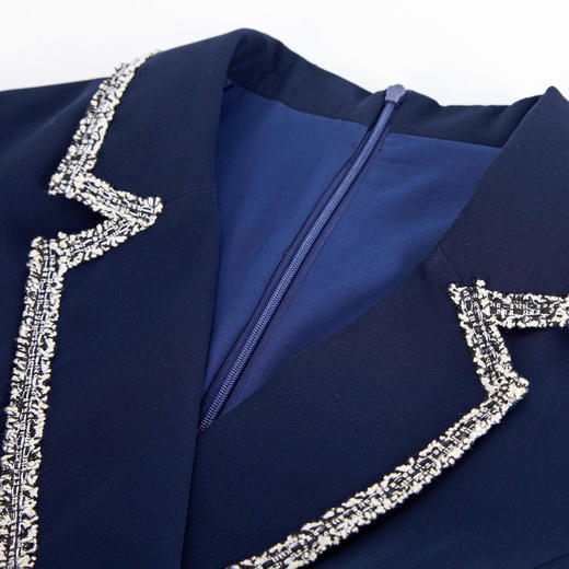 NG824斯尔丽瑟俪2023新款小香风花边撞色不对称设计西装领显瘦连衣裙 商品图4