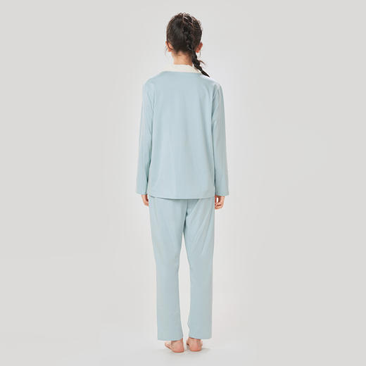 都市丽人生活家居女士睡衣26支CVC单面棉质薄款长袖长裤类家居服套装LH31G8 商品图3