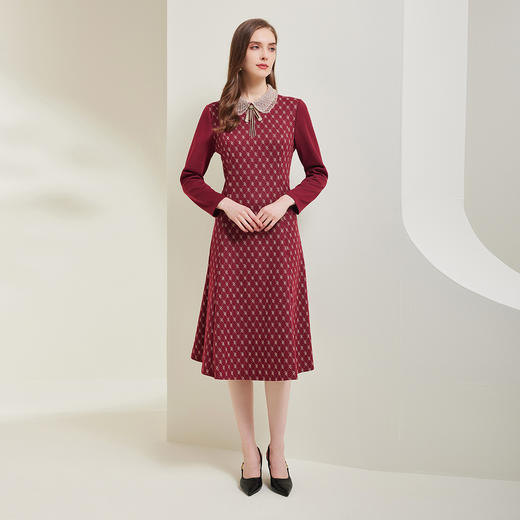 NG818斯尔丽瑟俪2023秋季新款娃娃领减龄高腰节衣裙 商品图3