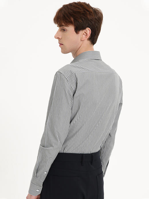 callisto绿色条纹全棉长袖衬衫 FSSTL006C GR 商品图2