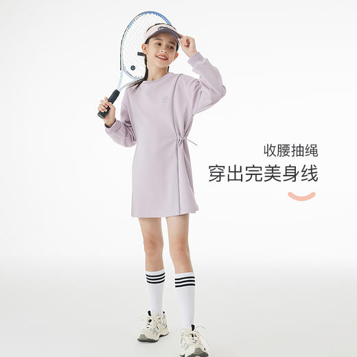 onmygame女童网球运动裙秋季新款儿童中长款收腰连衣裙长袖卫衣裙 商品图1