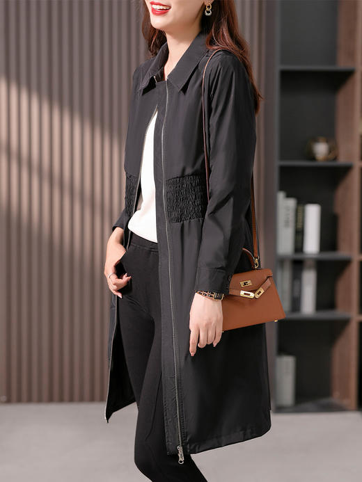 YX【定制15天】设计感小众收腰显瘦外套女2023秋季新款韩版中长款风衣大衣 商品图1