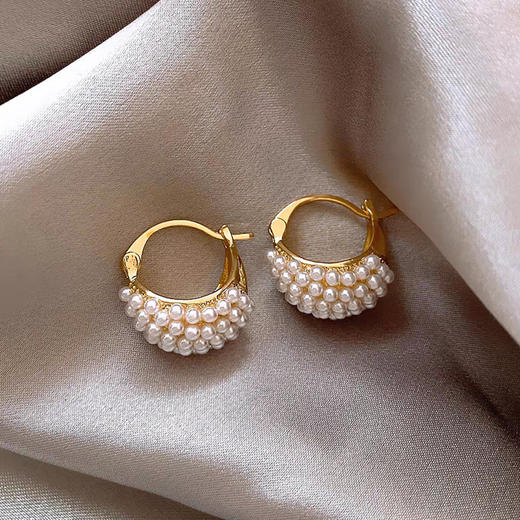 JU-C0032韩国新款珍珠耳扣耳环感气质小香风洋气个性耳钉女百搭耳饰潮 商品图2