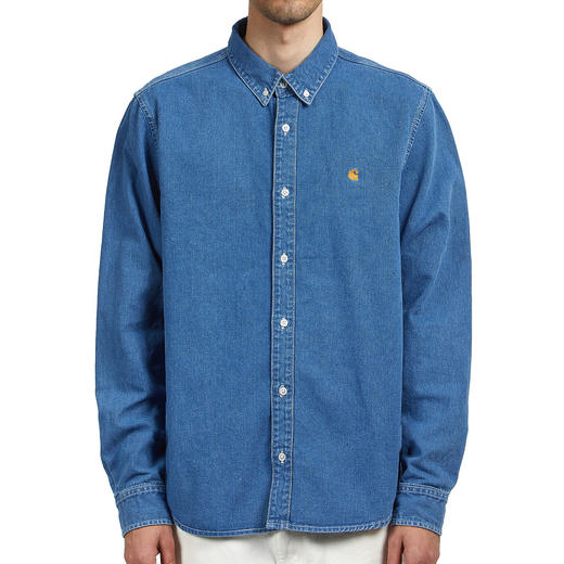 卡哈特 新款 刺绣小标 尖领扣领牛仔长袖衬衫 Z-10967 商品图2