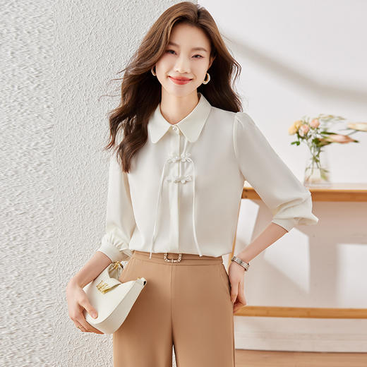 新款国风长袖衬衫百搭小众洋气显瘦春夏时尚宽松春秋休闲上衣 商品图1