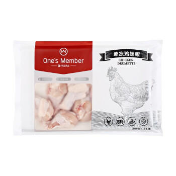 1号会员店（One's Member）单冻鸡翅根 出口级食材小鸡腿烤鸡翅炸翅根卤鸡翅卤翅膀 净重2斤 商品图1
