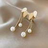 JU-C0028法式夏季新款树叶珍珠流苏耳环女清新叶子滴油气质耳钉潮长款耳饰 商品缩略图4